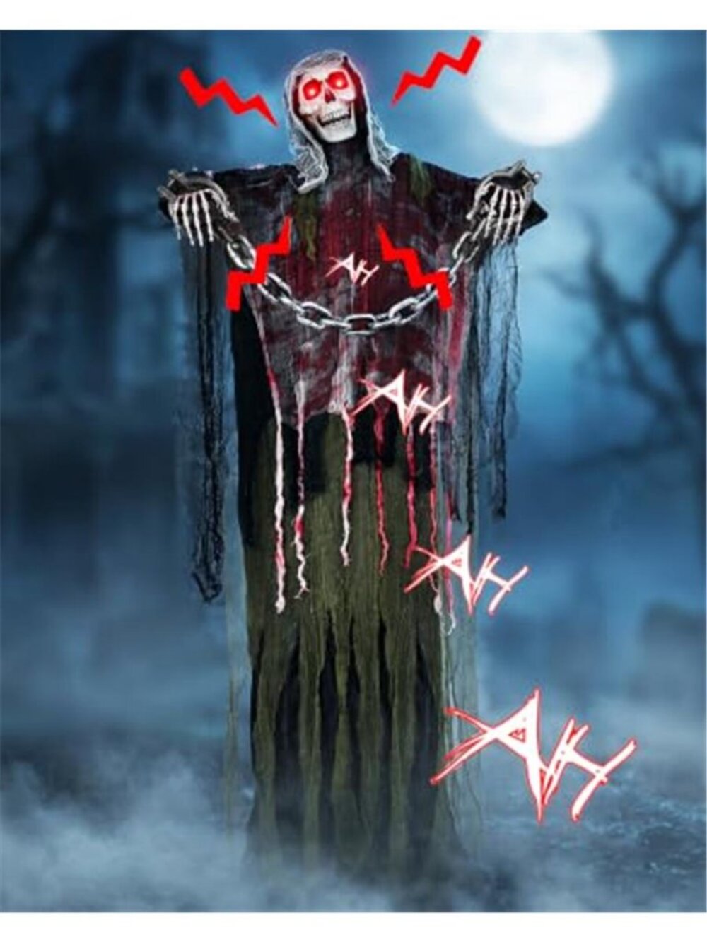 6 FT Sound-Activated Animatronic Standing Ghost Halloween Decor